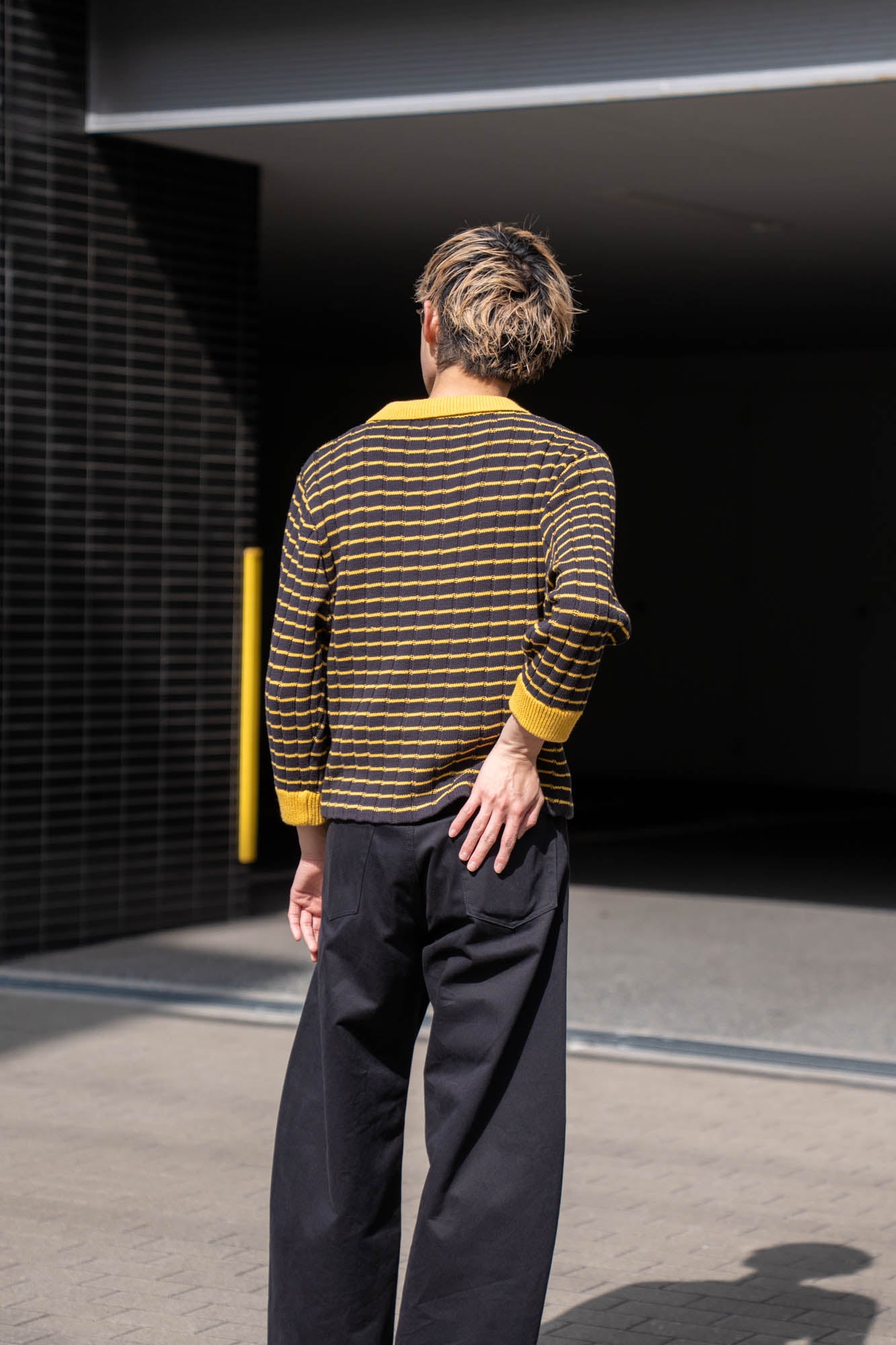 KNITTED CROPPED POLO SHIRT