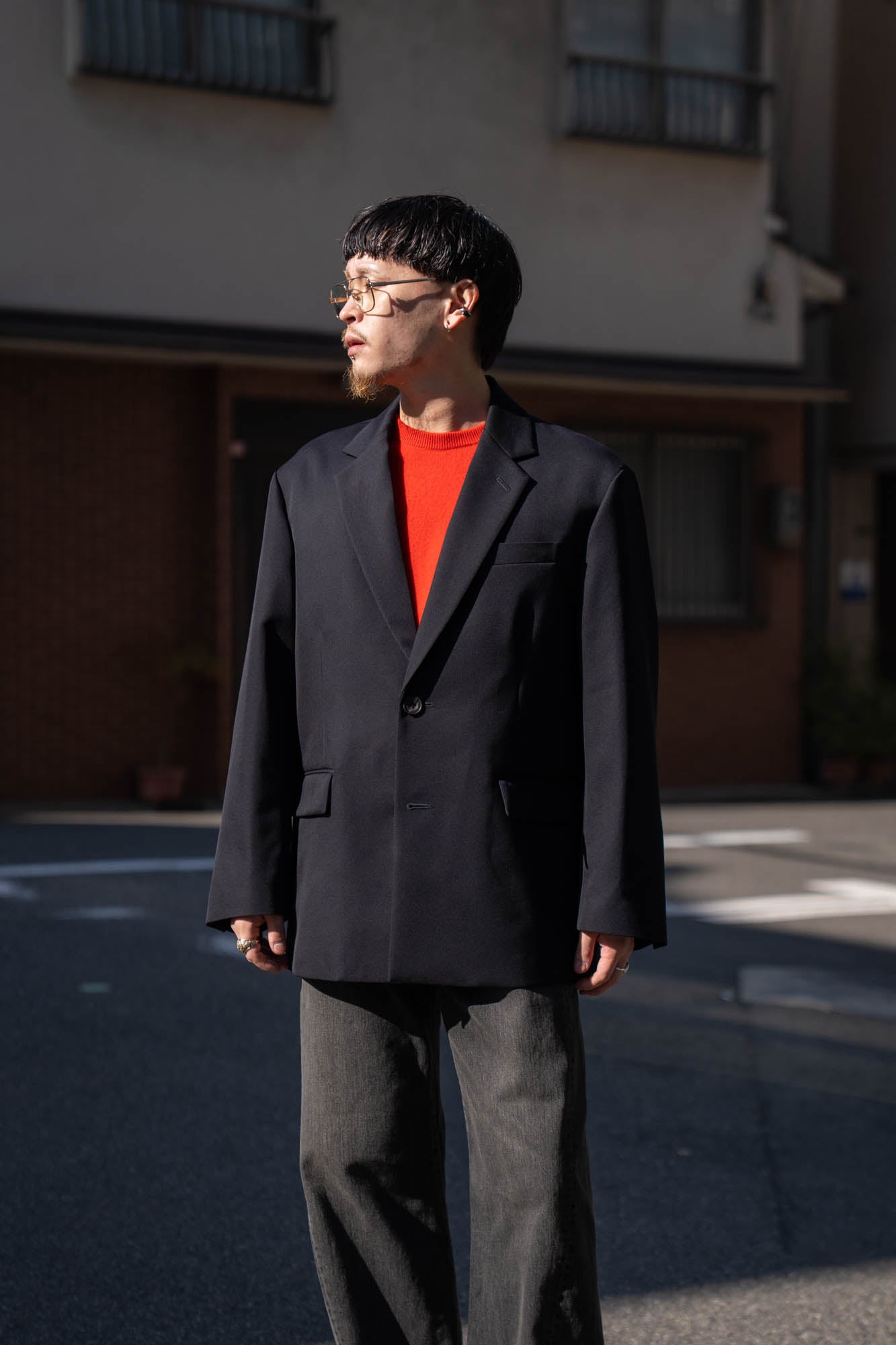 WOOL KERSEY OVERSIZED SINGLE BREASTED JACKET(ST.1413)
