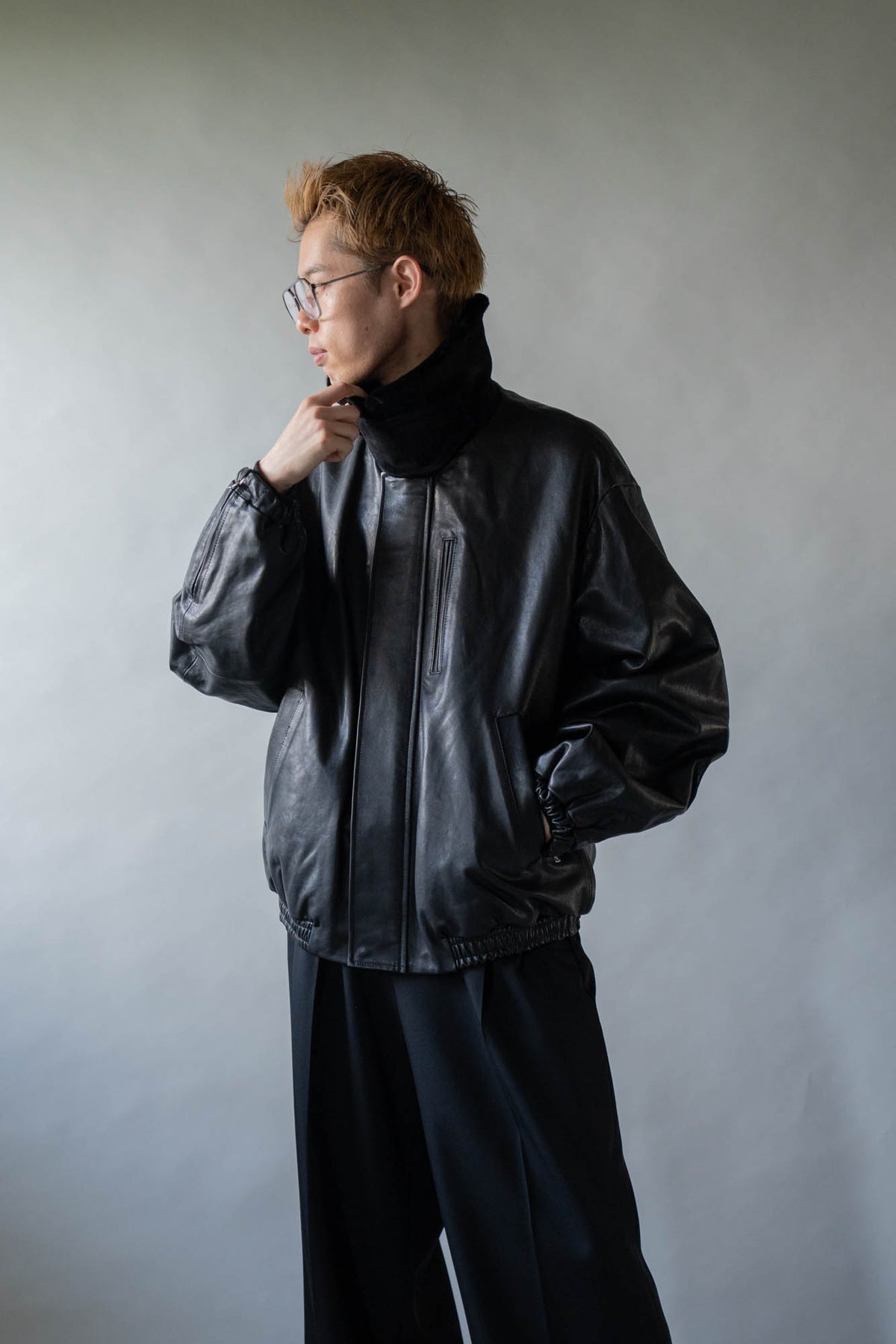 MOUTON COLLAR CALF ZIP JACKET(ST.1549)