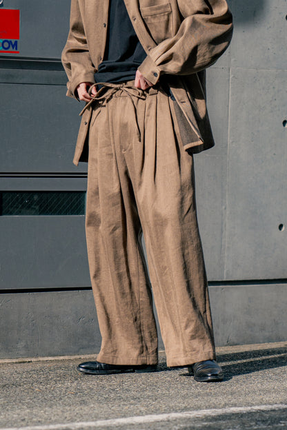 Linen Herringbone Oversize Pants