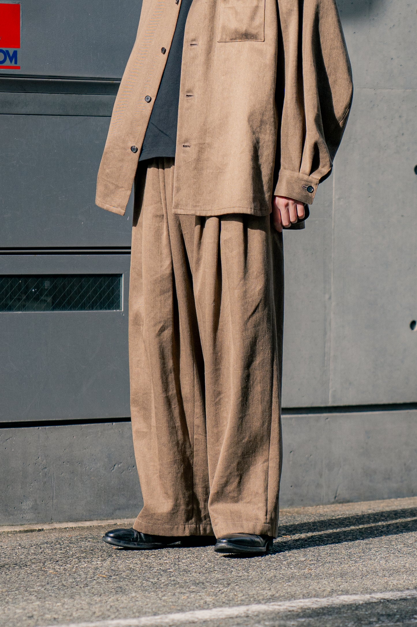 Linen Herringbone Oversize Pants