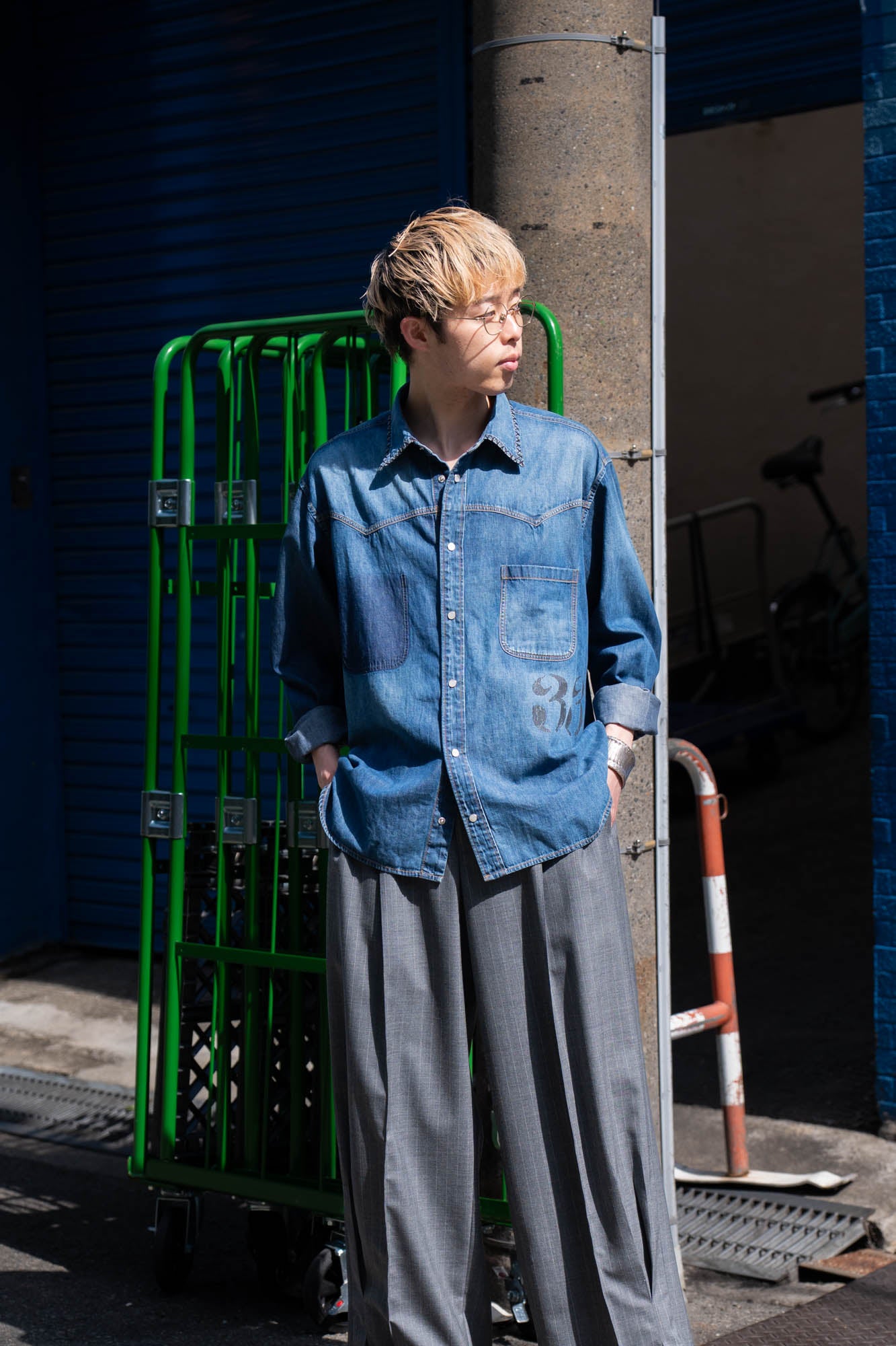 Hand-Embroidered Denim Shirt