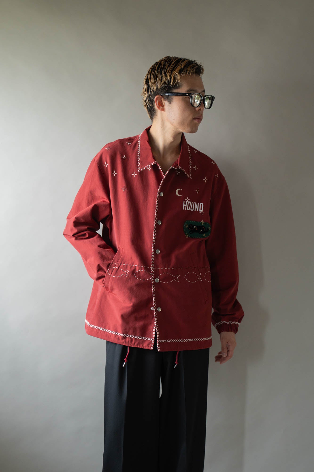 Cross-stitch coach jacket