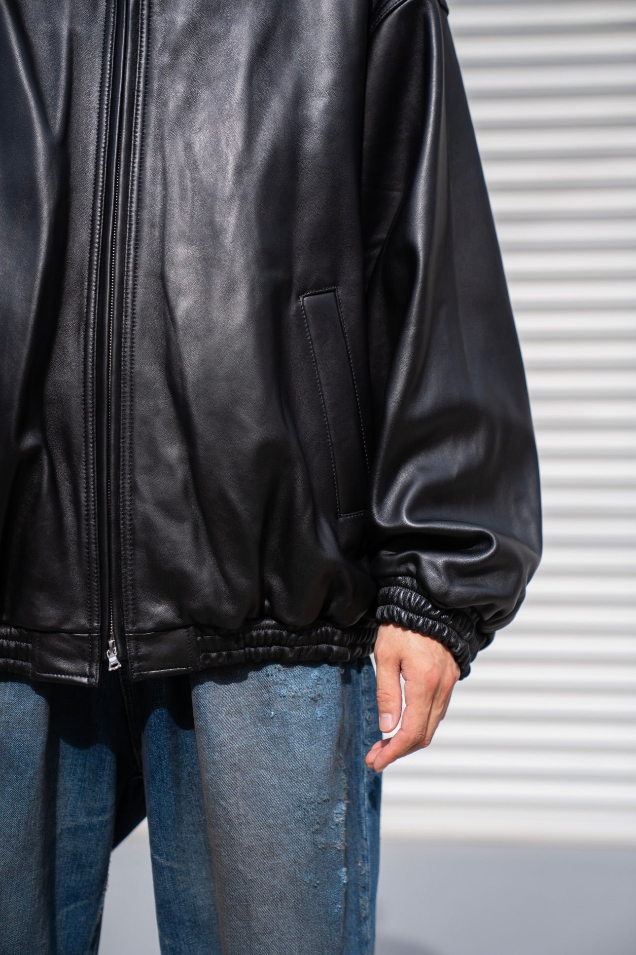 SHEEP LEATHER STAND COLLAR JACKET(ST.1220)