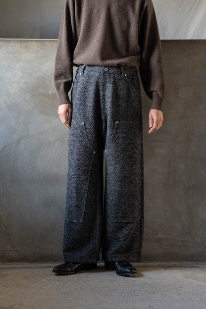 Hand Stitched Rigid Denim Knit Pants