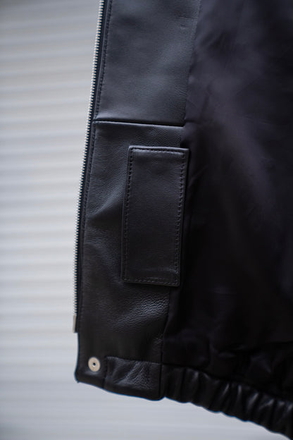 MOUTON COLLAR SHEEP LEATHER ZIP JACKET(ST.1216)