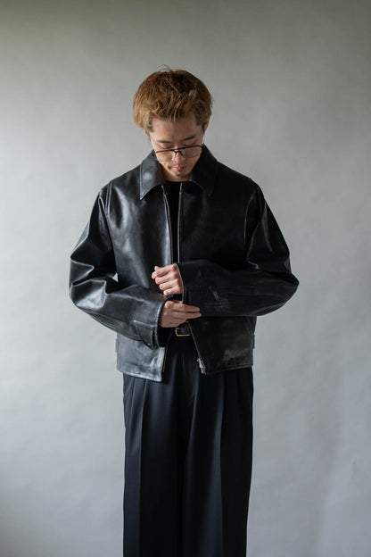MODIFIED-SLEEVE LEATHER MOTOR JACKET