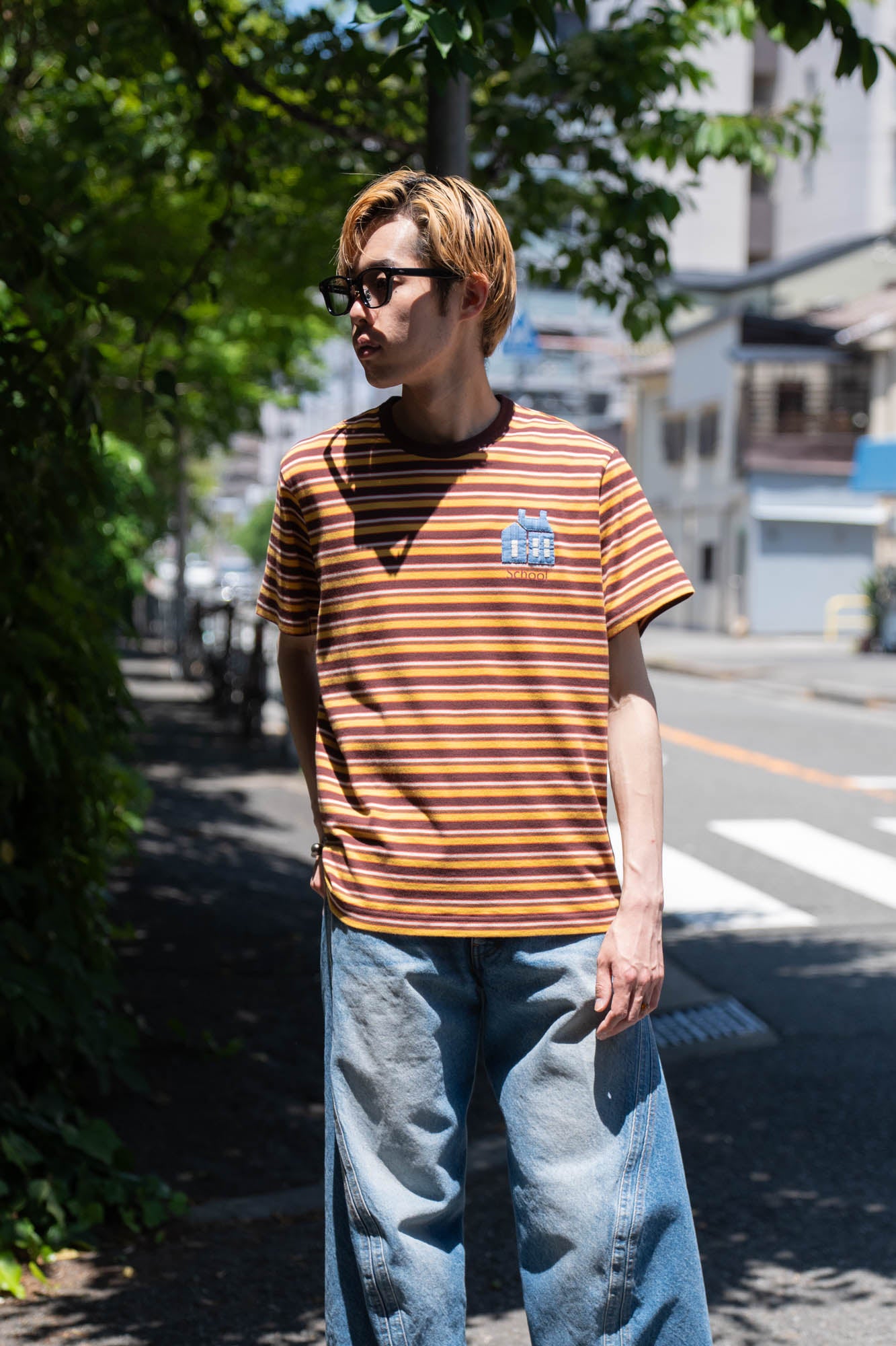 Hand-Embroidered Stripe T-Shirt