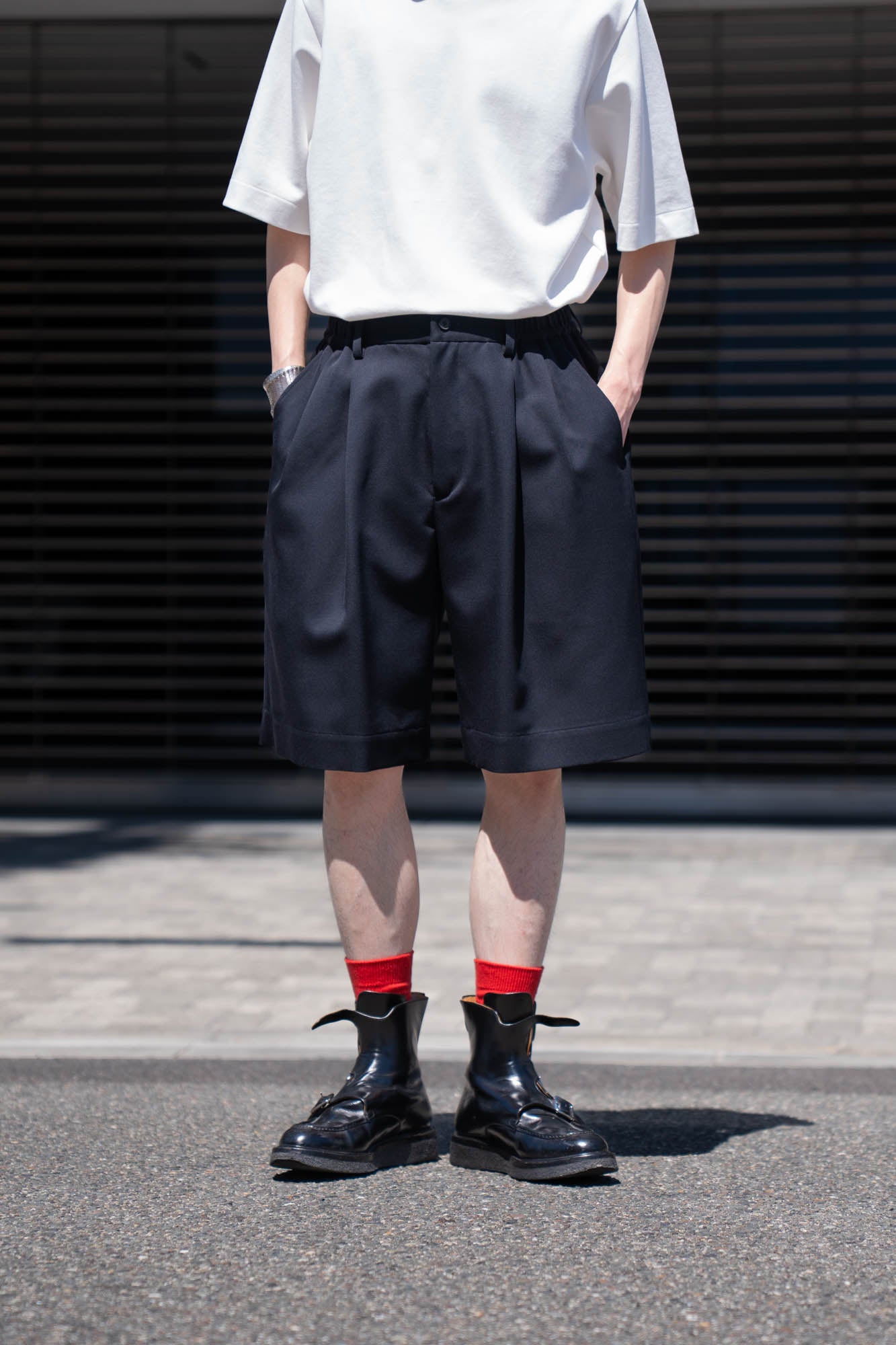 WOOL KERSEY WIDE EASY SHORT TROUSERS(ST.1436)