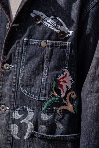 Hand-Embroidered Denim Coverall
