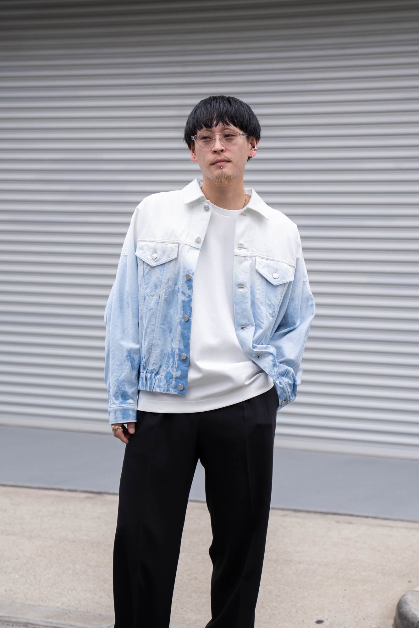 Shibori-bassen denim jacket