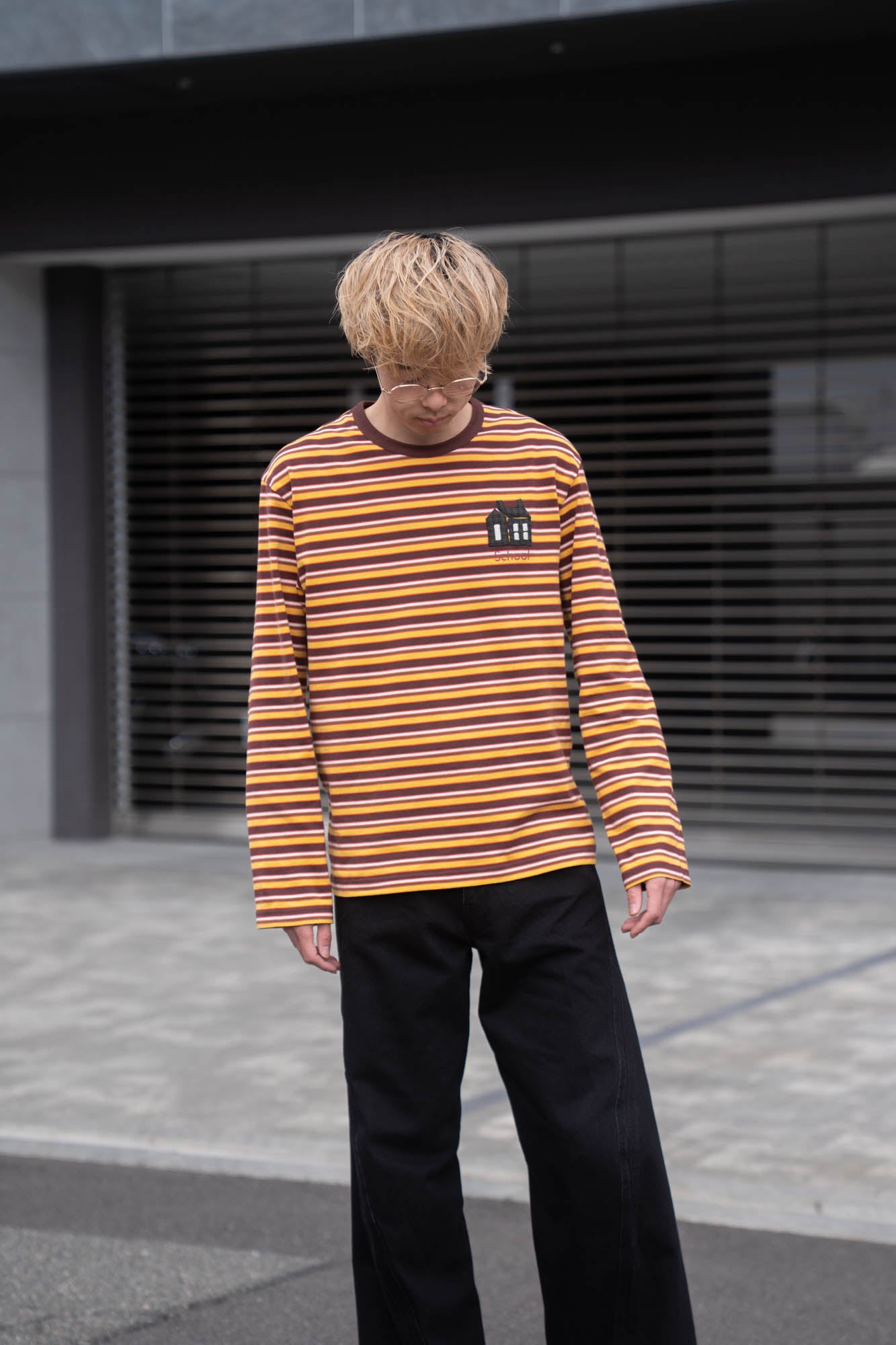 Hand-Embroidered Stripe Long Sleeve T-Shirt