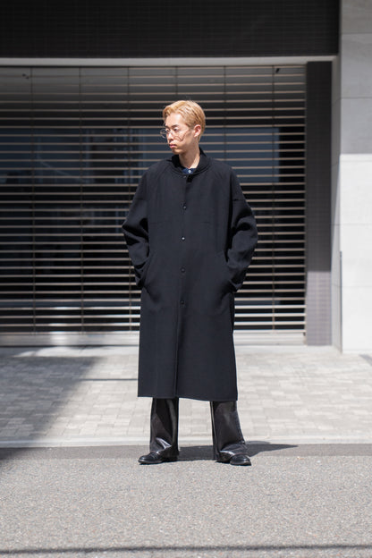 Wool melton double face rever stadium coat