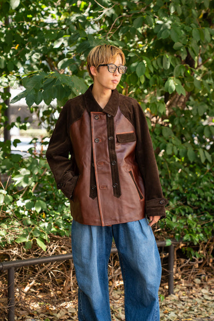 Combination leather jacket