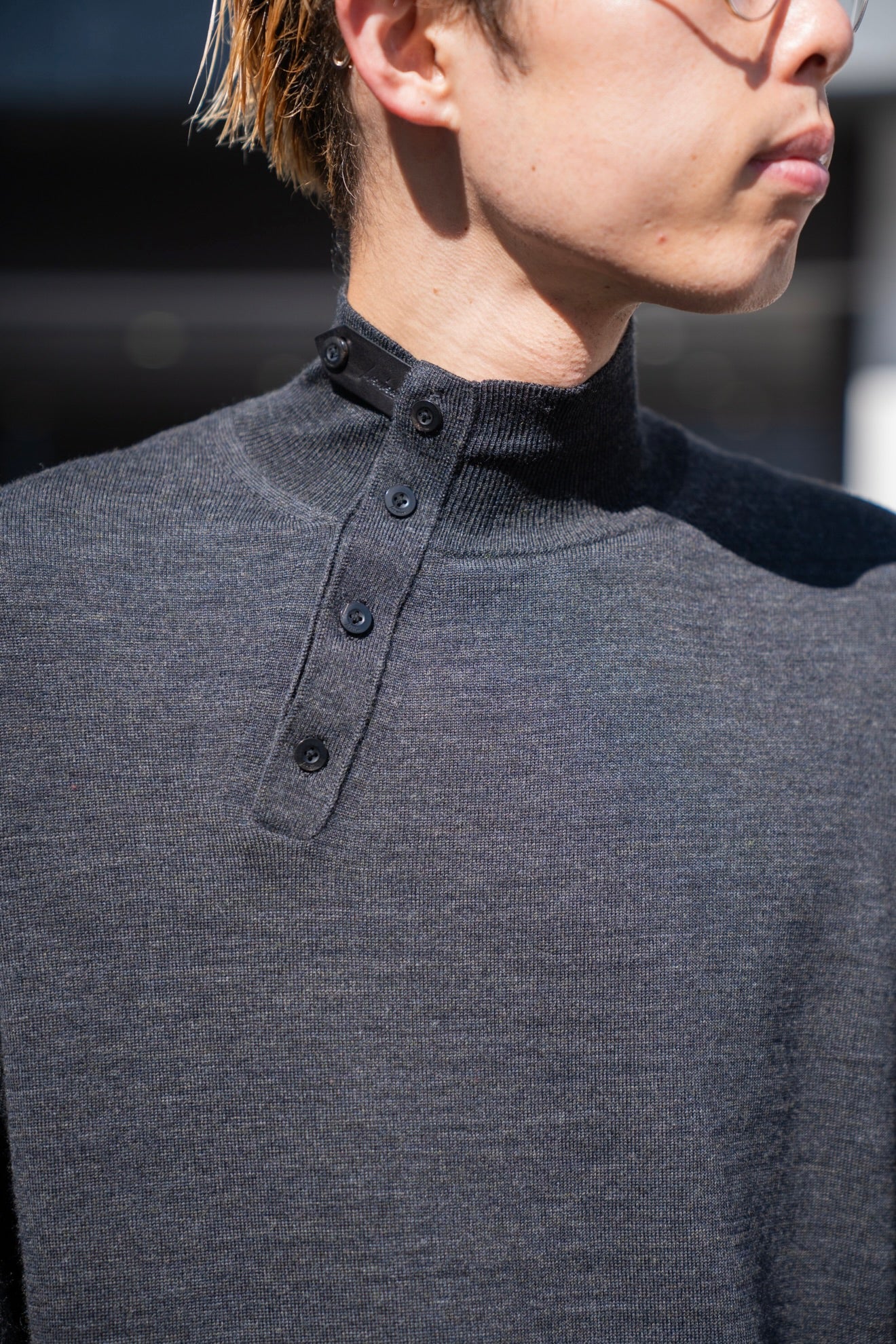 WOOL HIGH-NECK KNIT PULLOVER