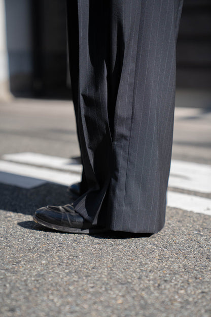 Pleated Stripe Summer Wool Pants