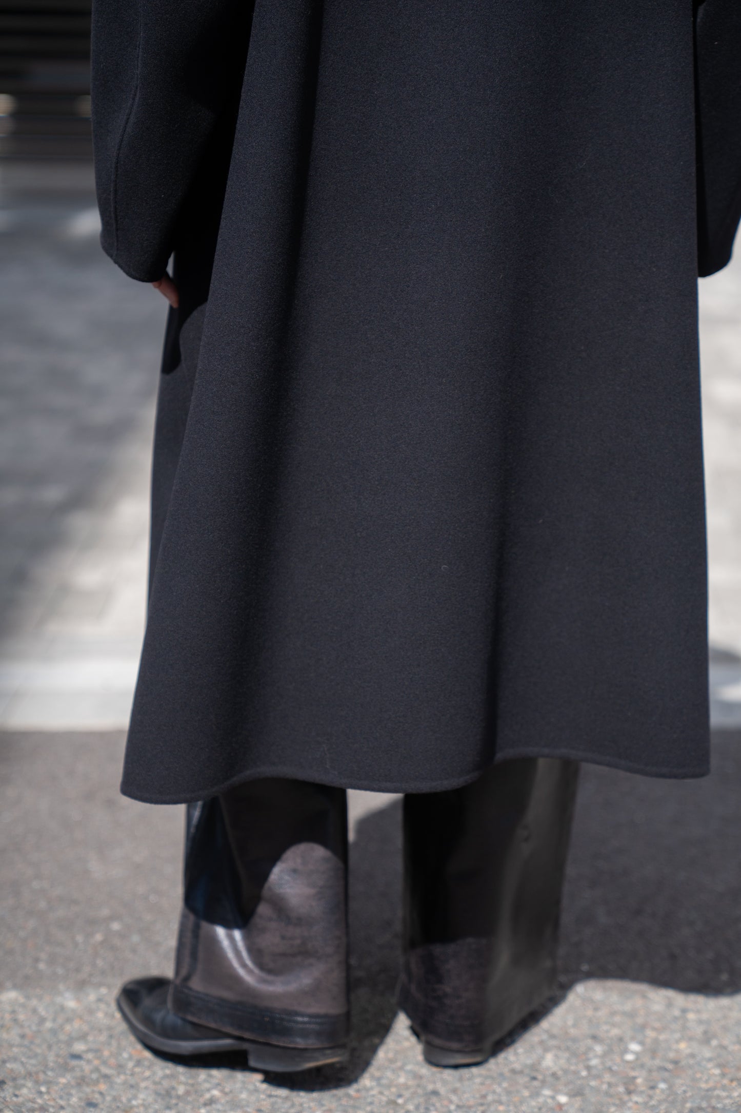 Wool melton double face rever stadium coat