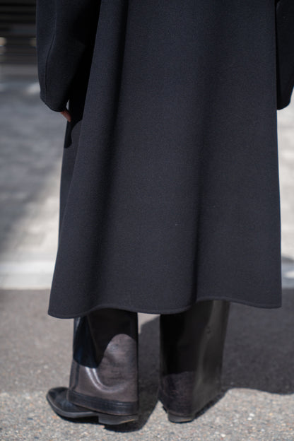 Wool melton double face rever stadium coat