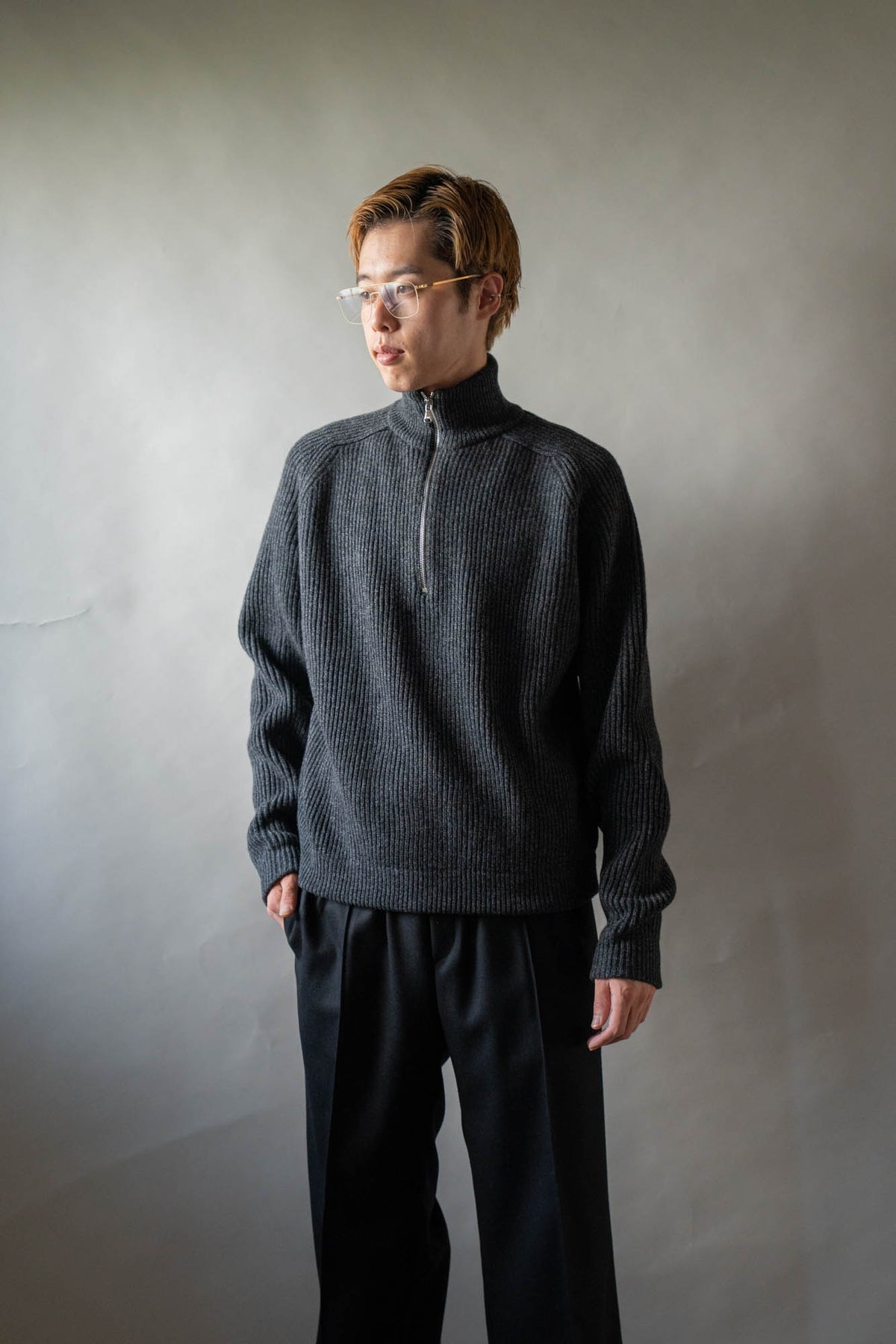 HALF ZIP RIBBED JUMPER