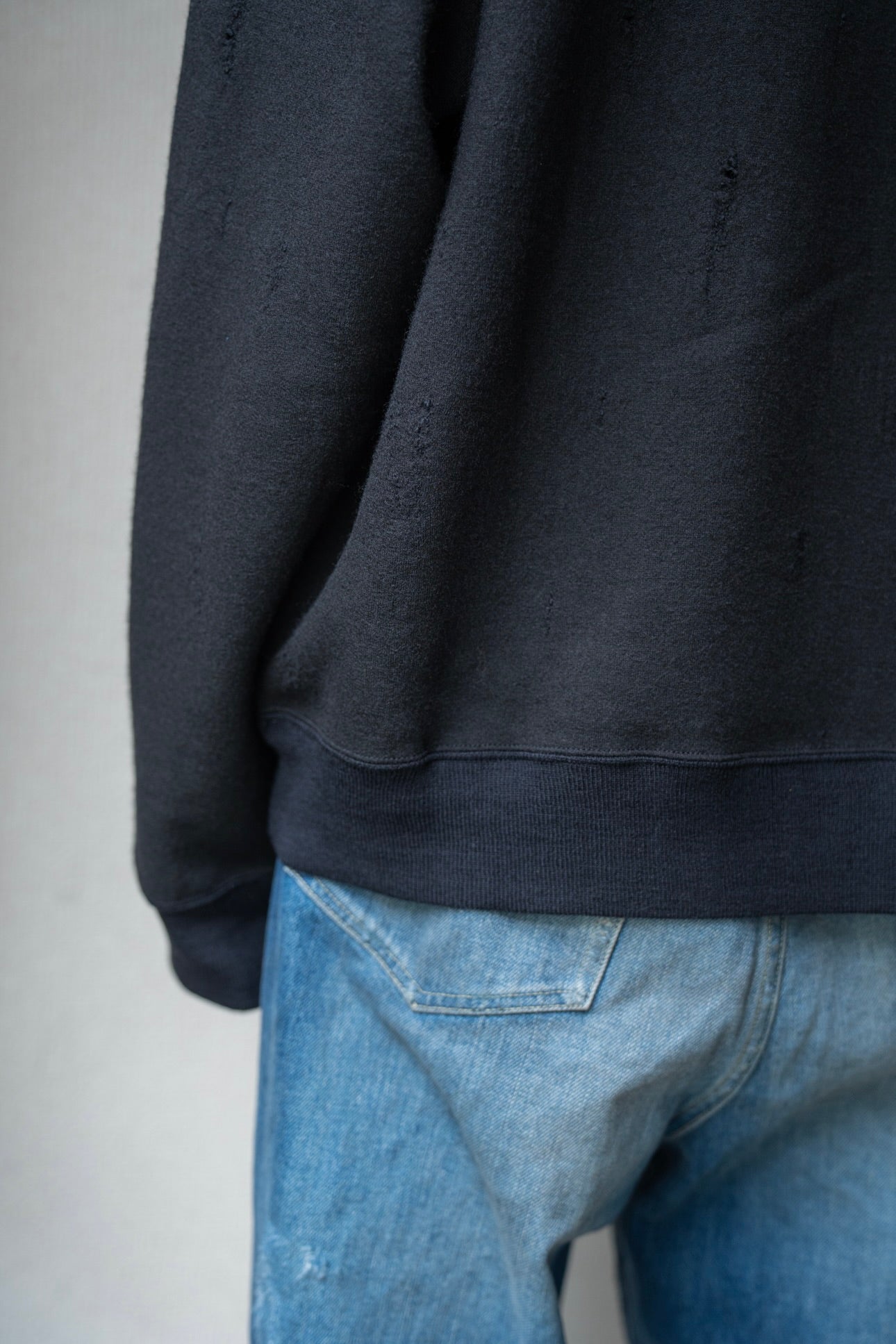 Damage jacquard terry crew neck sweater