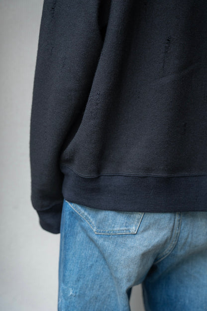 Damage jacquard terry crew neck sweater