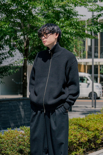 OVERSIZED DRIVERS KNIT ZIP JACKET