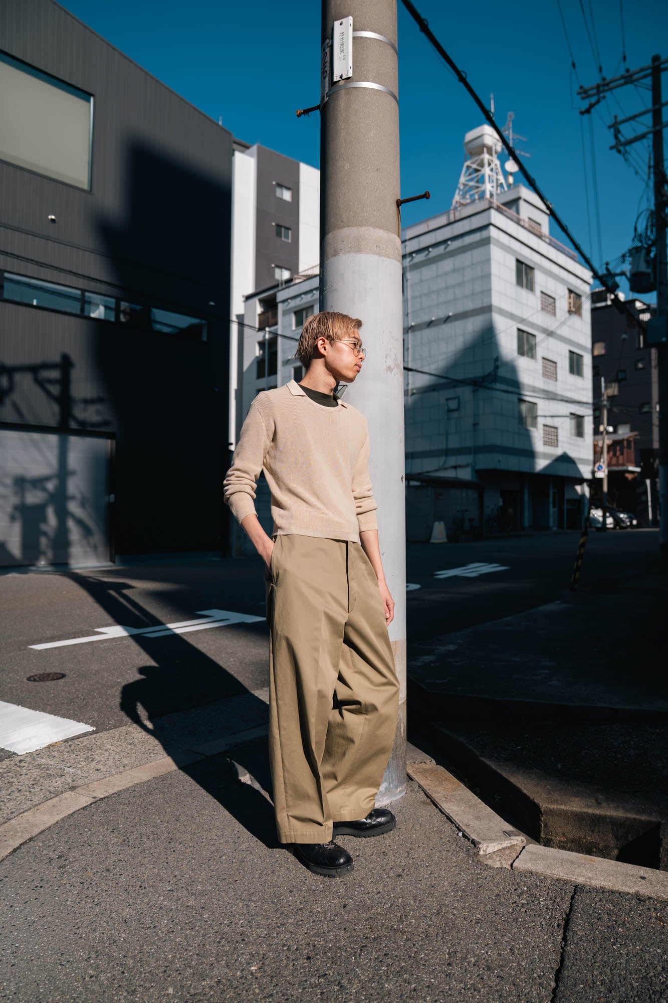 Roll Up Patched Knit in Marcerized Cotton