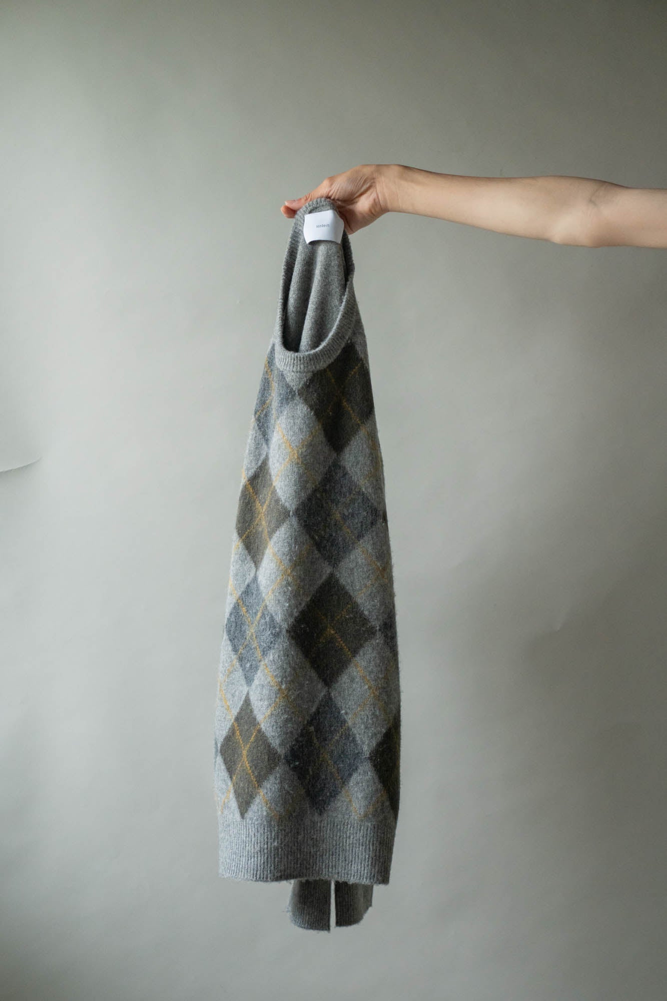 FINE WOOL ARGYLE KNIT CREW NECK LS(ST.1649)
