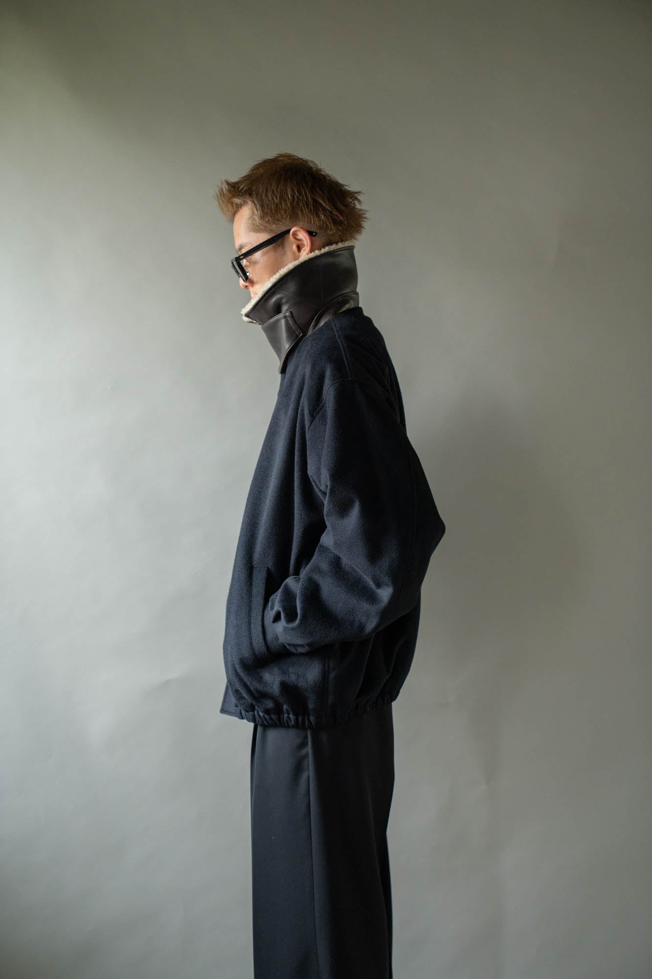MOUTON COLLAR WOOL CASHMERE PADDED JACKET(ST.1546)