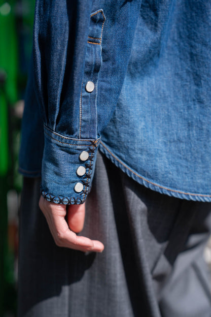 Hand-Embroidered Denim Shirt