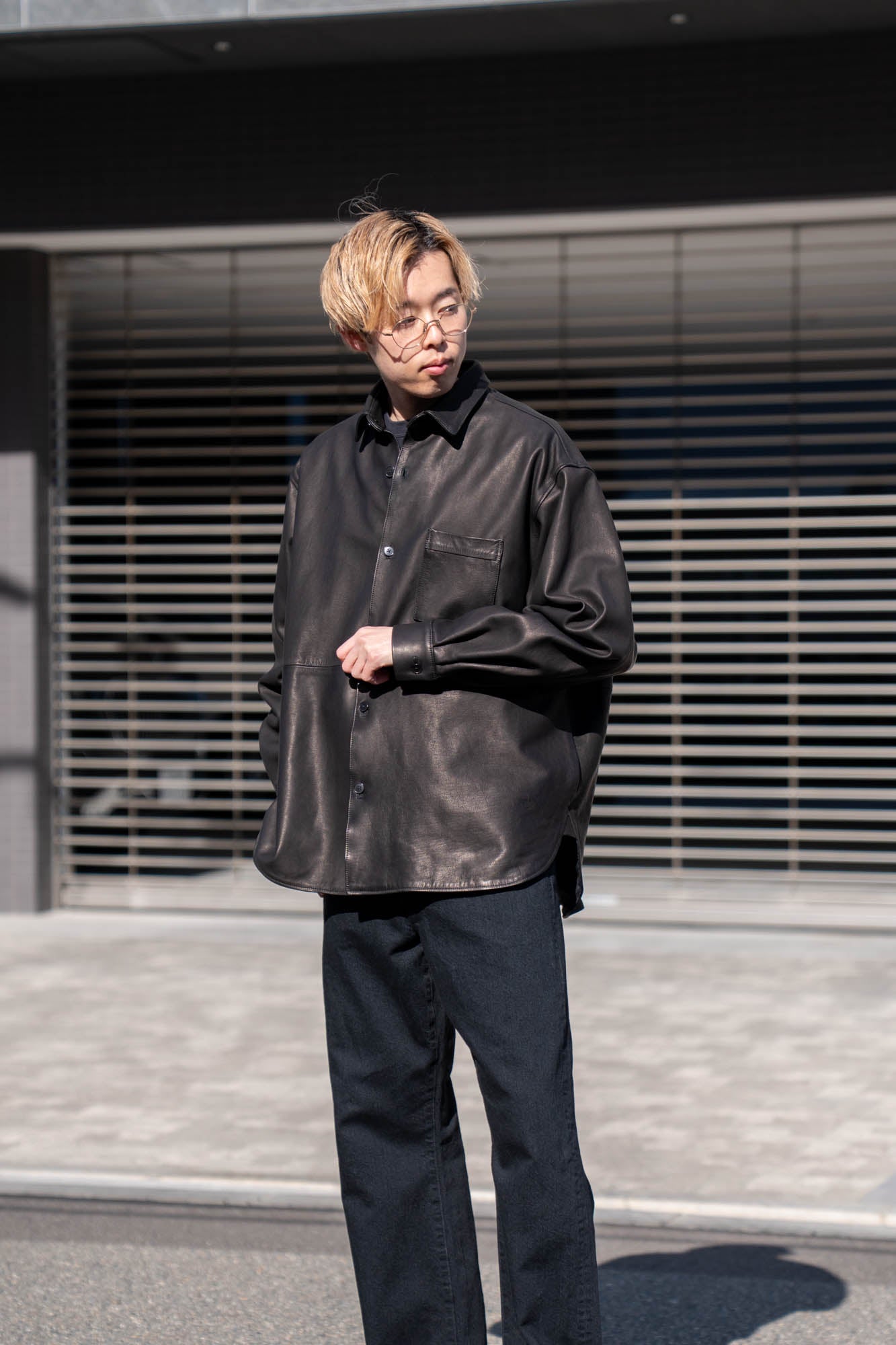 Cow Leather Wide Shirt