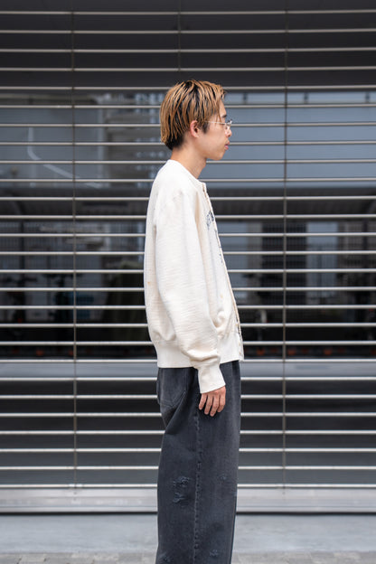 Vintage-effect sweat cardigan