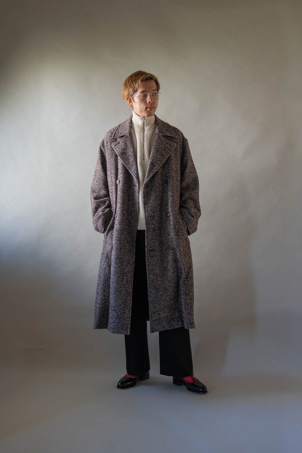LOOP TWEED DOUBLE-BREASTED COAT