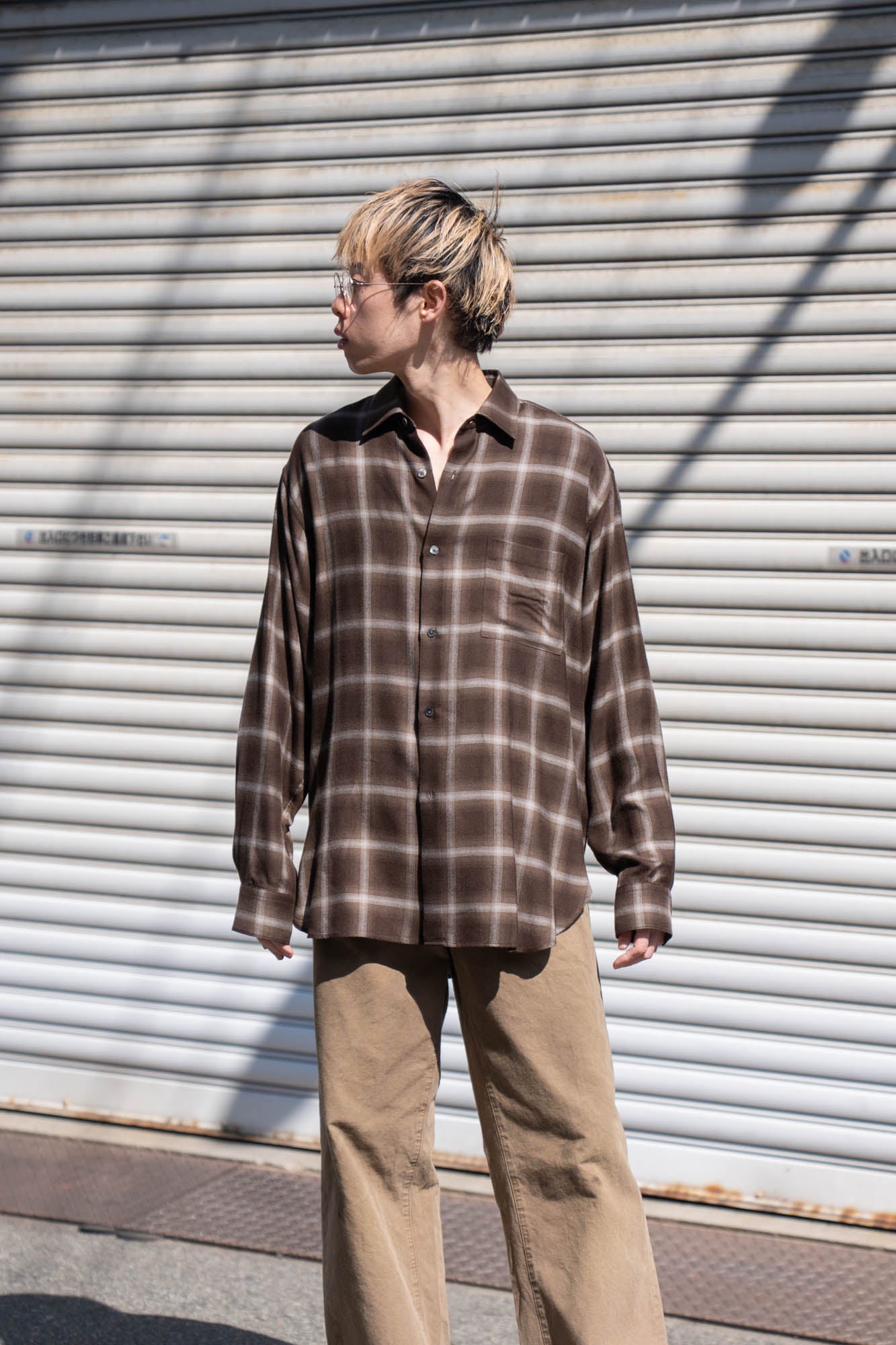 LY/VIS CHECK OVERSIZED LS SHIRT(ST.1461)