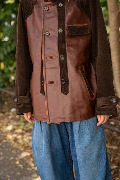 Combination leather jacket