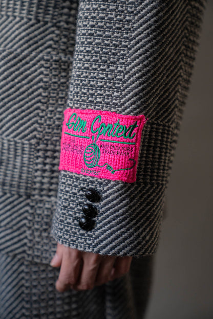 Knitted Tweed Check Tailored Jacket