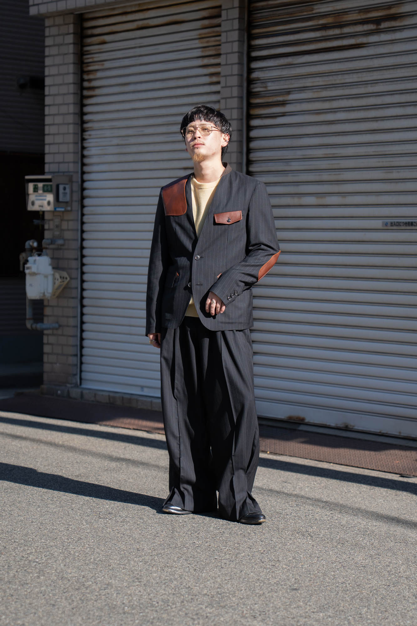 Pleated Stripe Summer Wool Pants