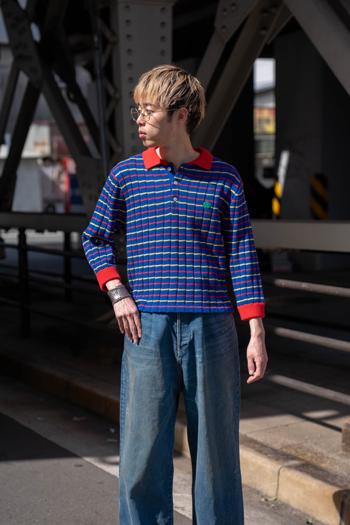 KNITTED CROPPED POLO SHIRT