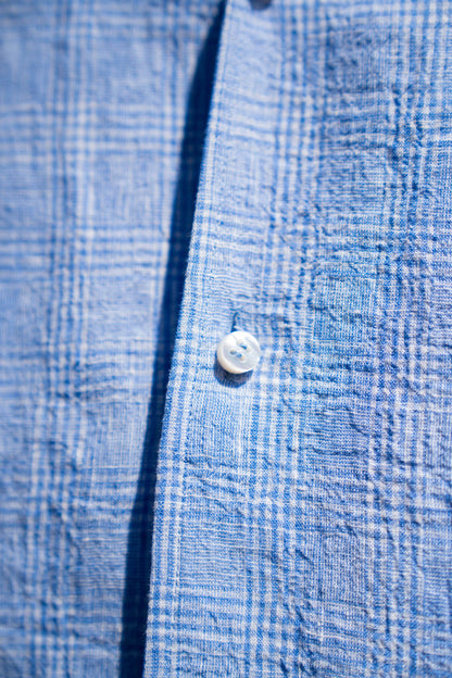 water twisted linen glen check shirt