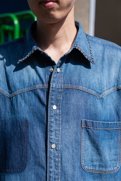 Hand-Embroidered Denim Shirt