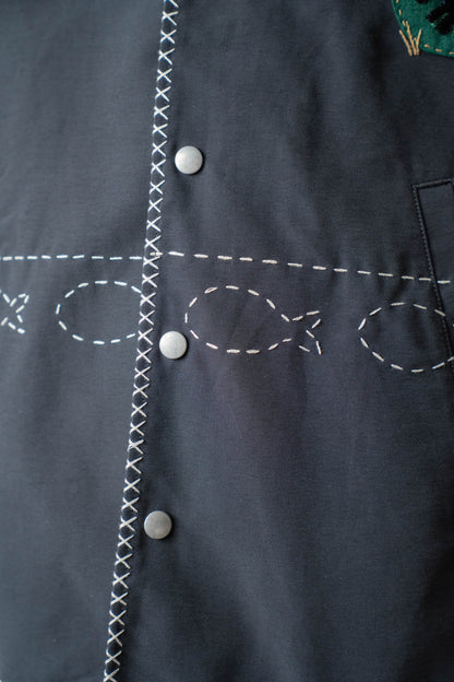 Cross-stitch coach jacket