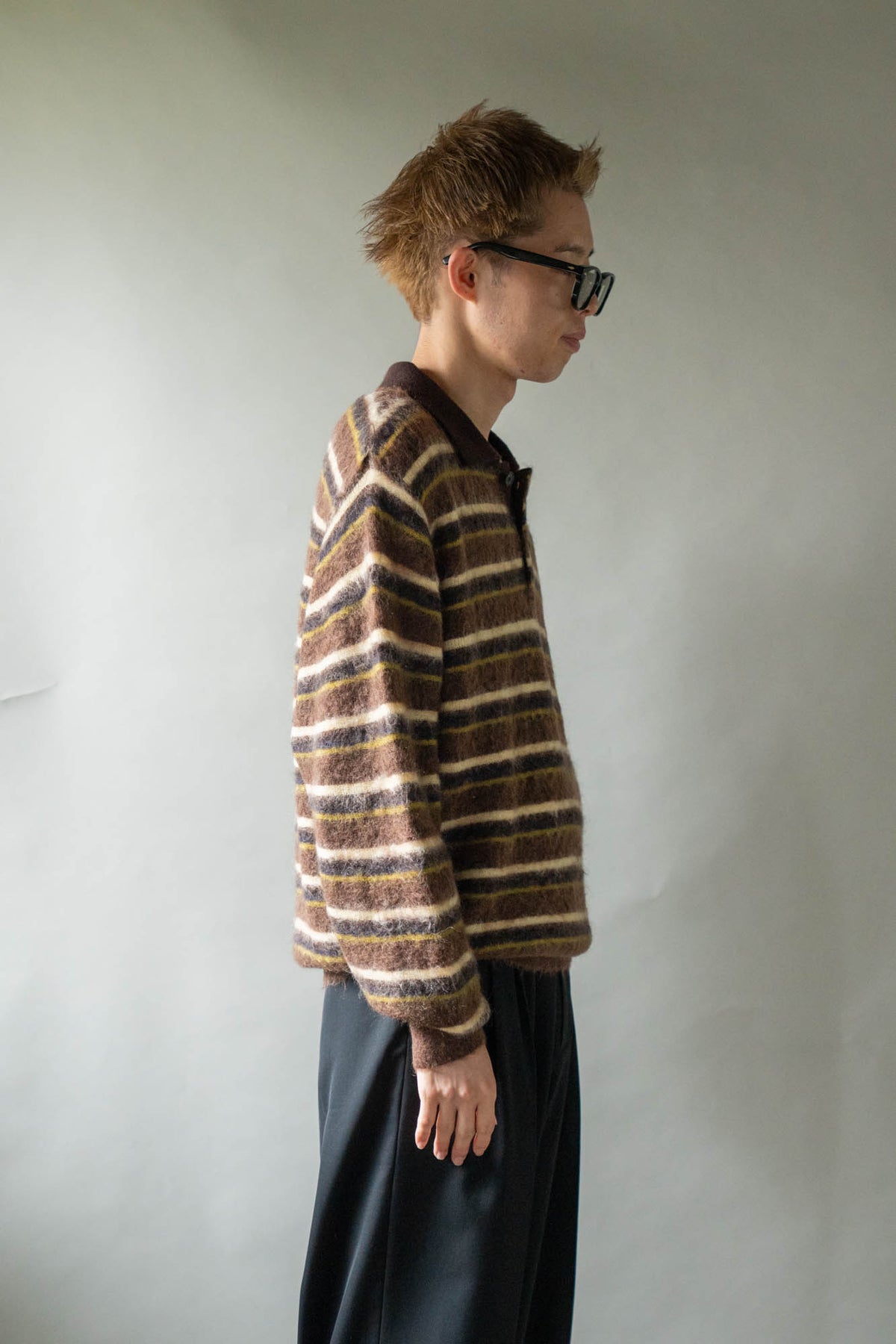 KID MOHAIR RIBBED KNIT POLO LS(ST.1647)