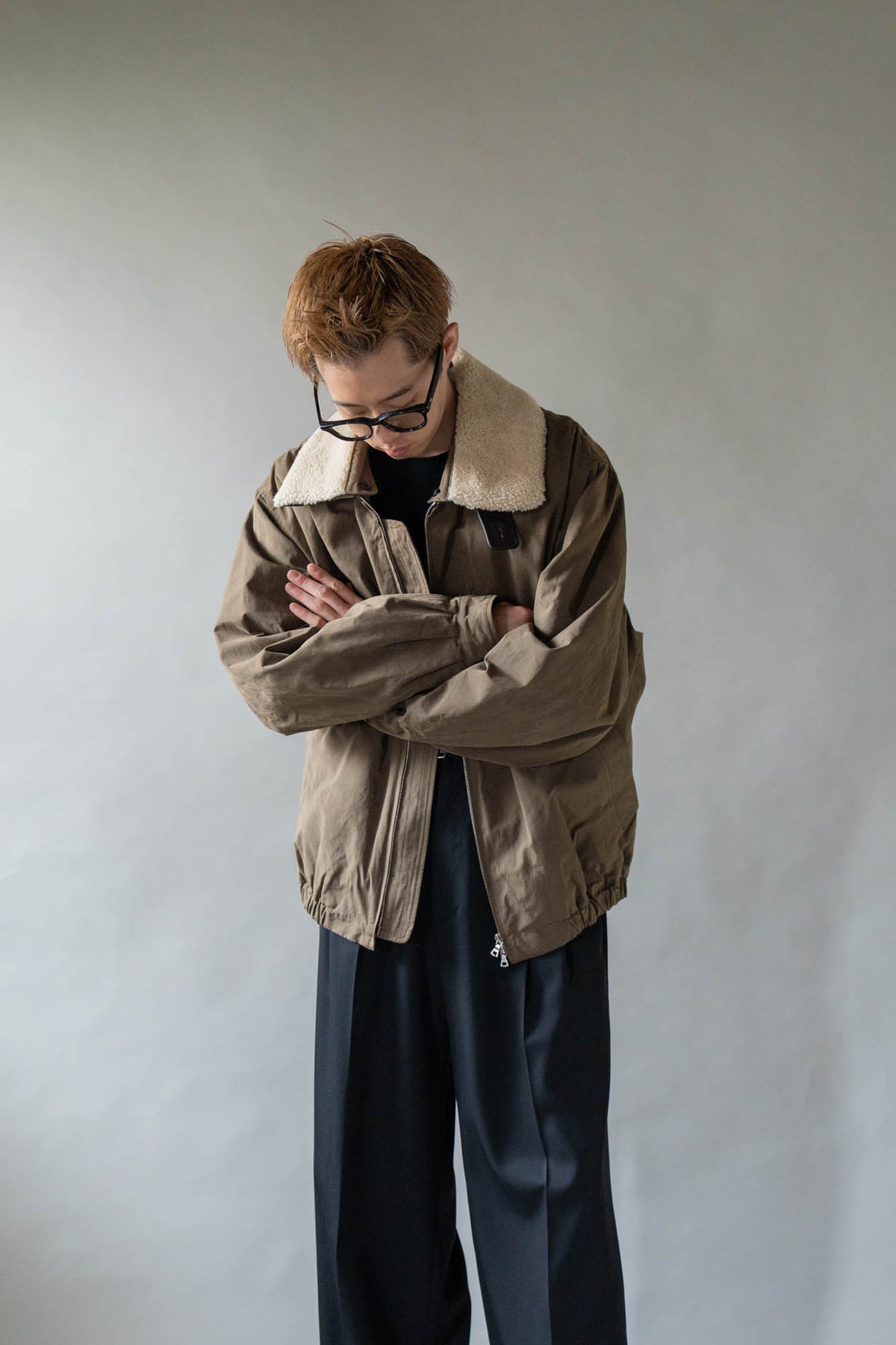 DETATCHABLE COLLAR RESIN-FINISH COTTON JACKET(ST.1576)