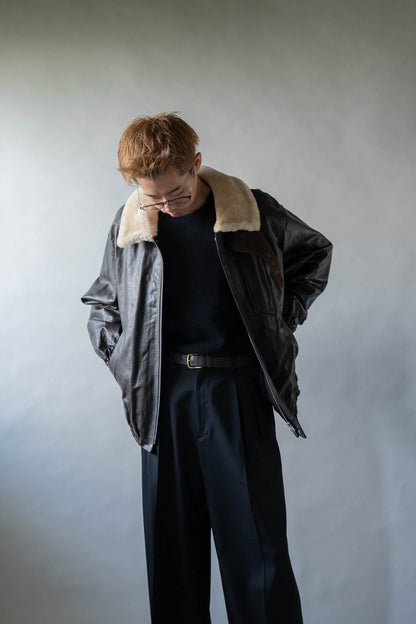 MOUTON COLLAR CALF ZIP JACKET(ST.1549)