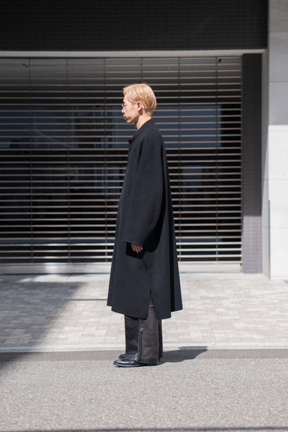 Wool melton double face rever stadium coat