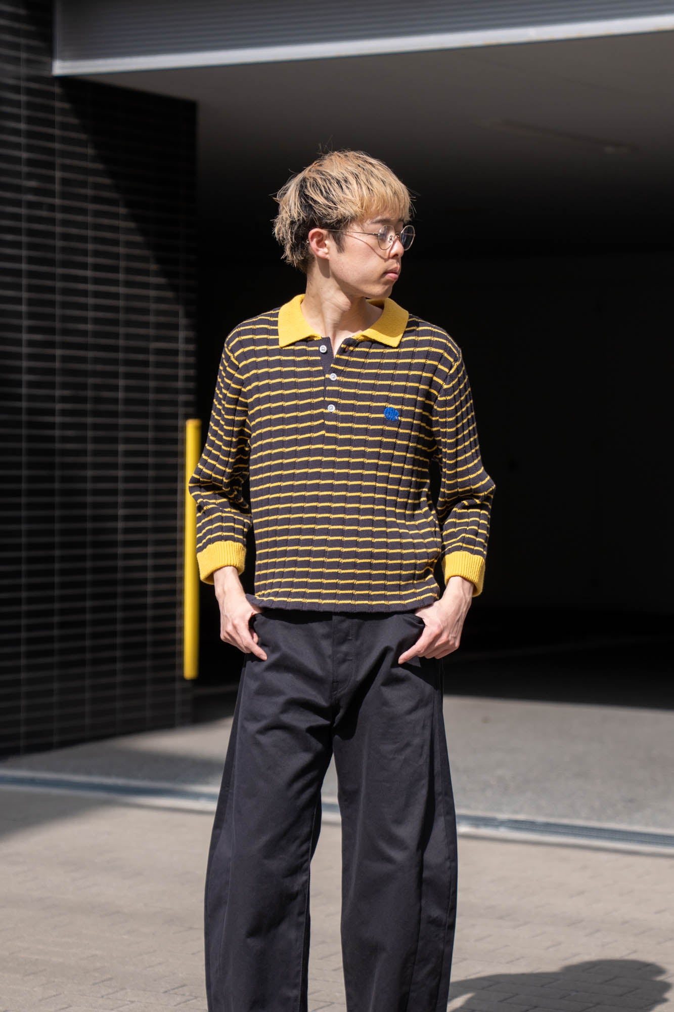 KNITTED CROPPED POLO SHIRT