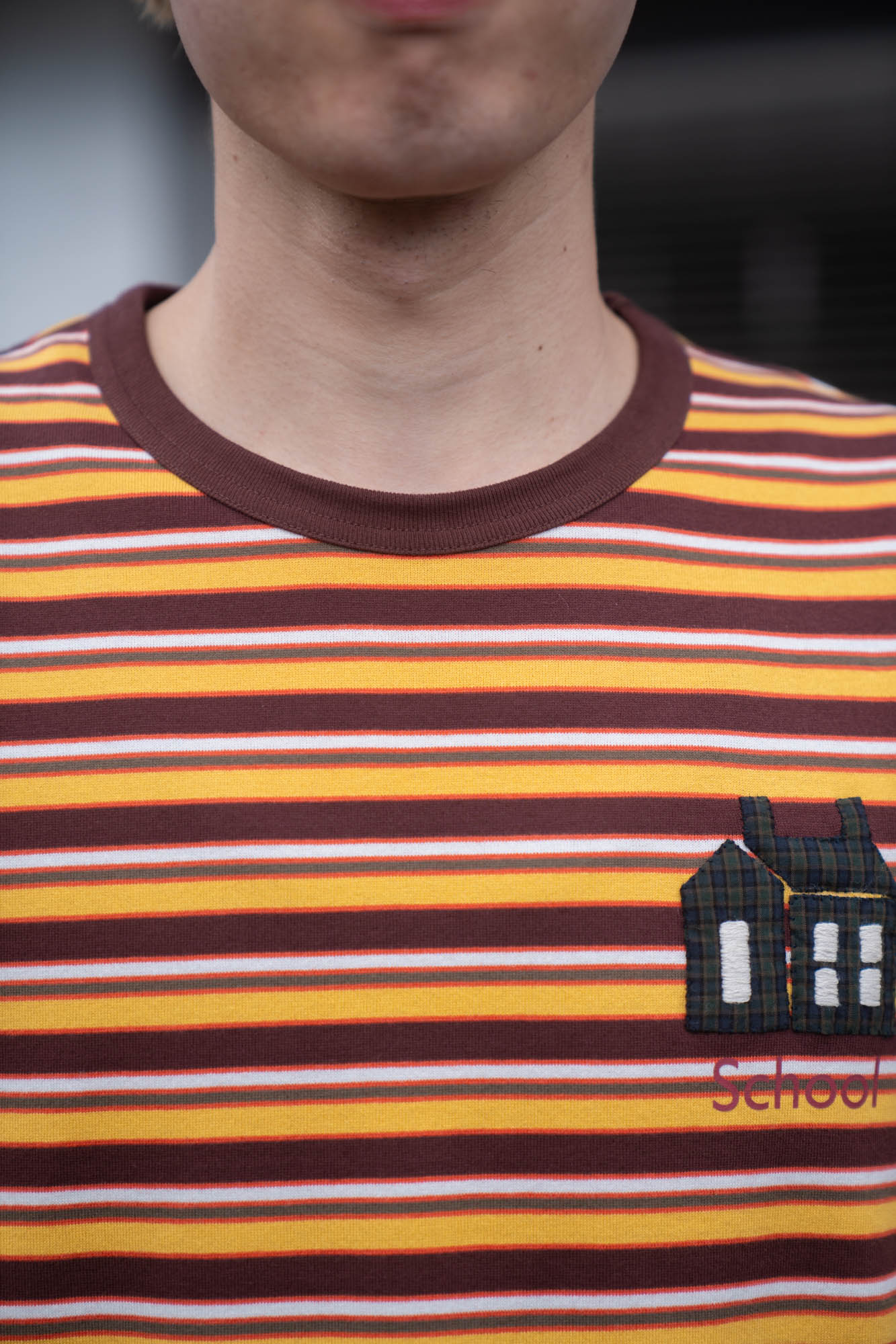 Hand-Embroidered Stripe Long Sleeve T-Shirt