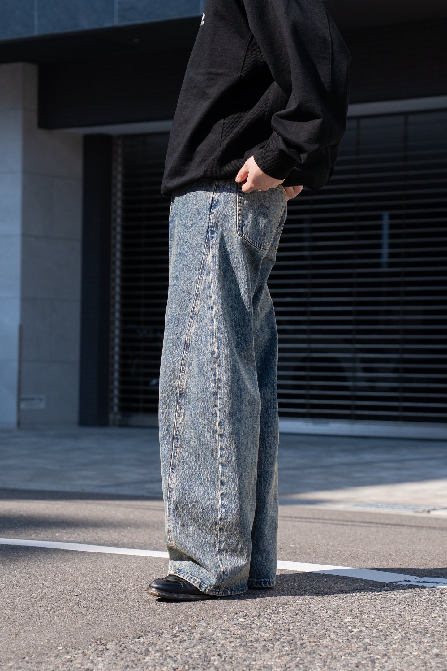 DEFORMATION WIDE DENIN JEANS(ST.1345)