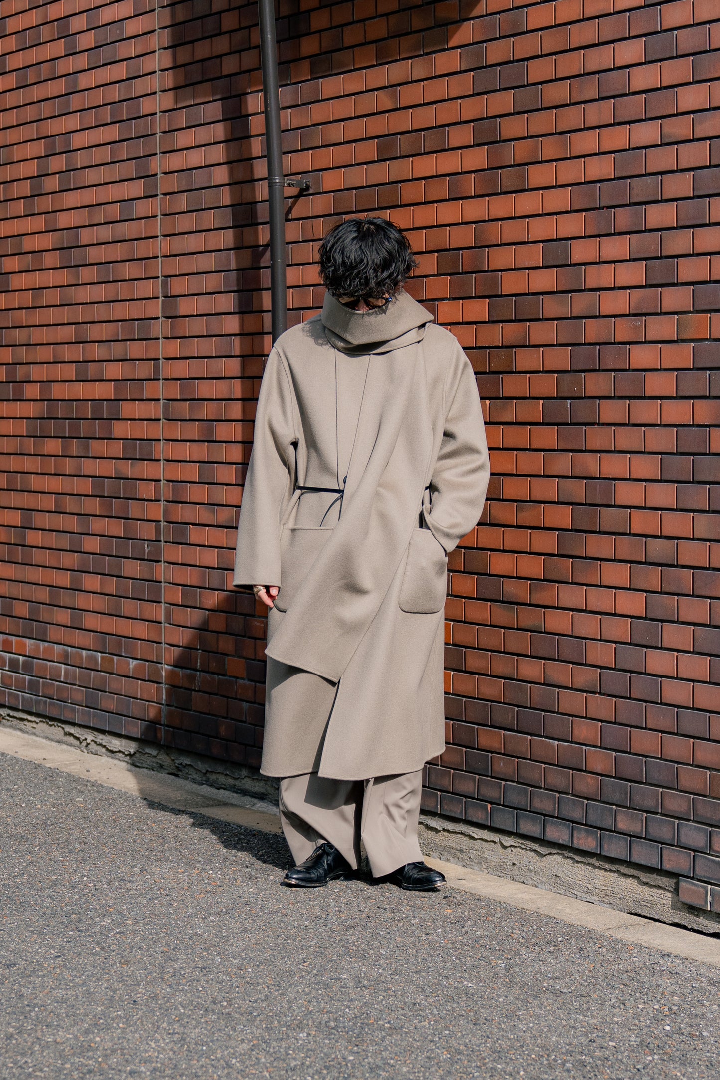 WOOL CASHMERE BEAVER REVERSIBLE STOLE COAT