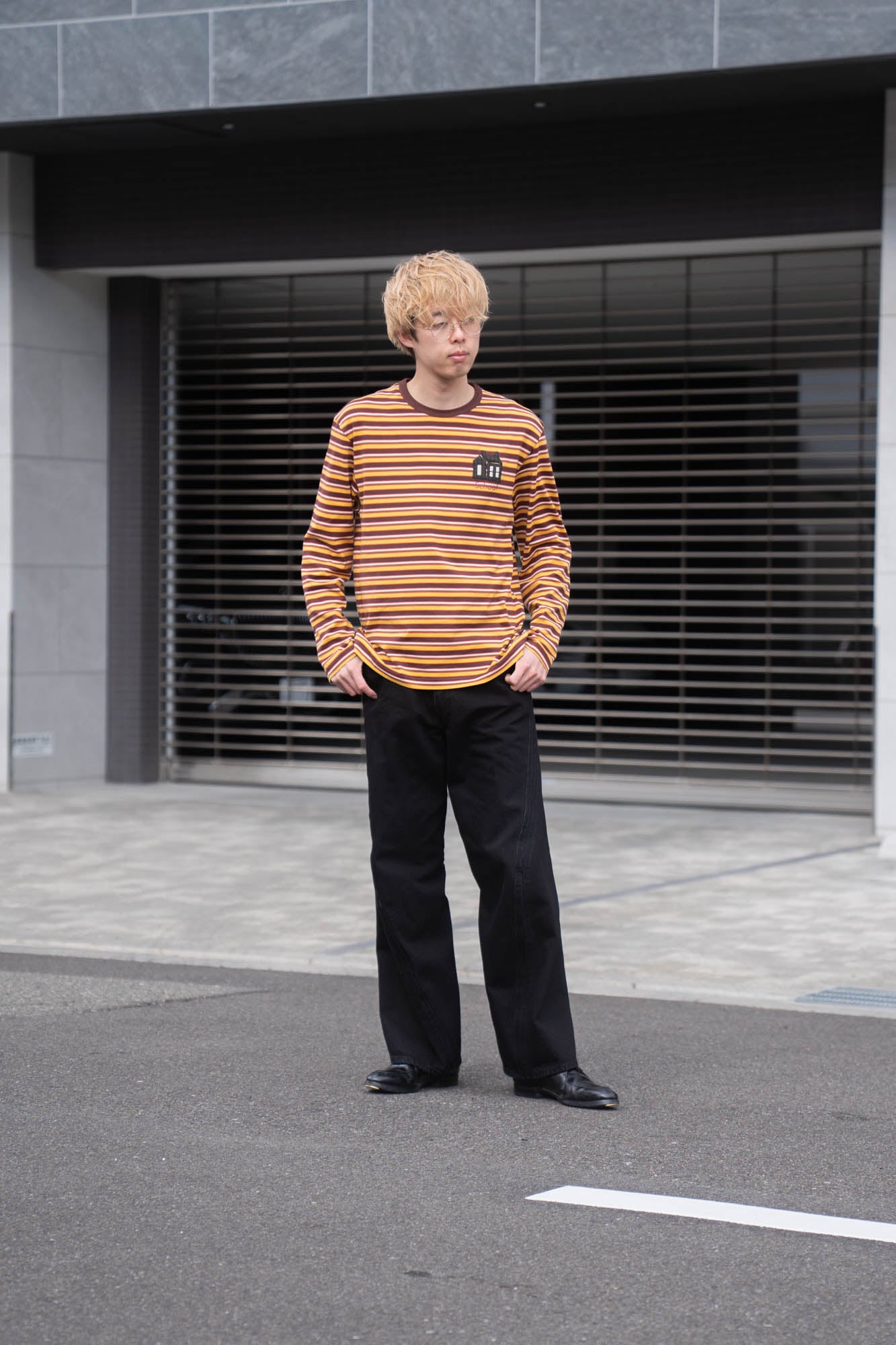 Hand-Embroidered Stripe Long Sleeve T-Shirt